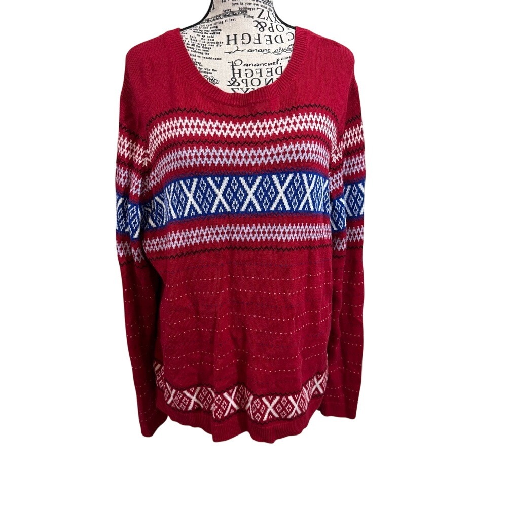 Talbots Red and‎ Blue Patterned Women's Sweater